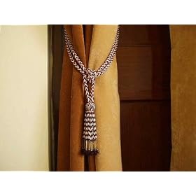 Pair Red White Beaded decorative Tassel Tieback holdback