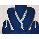 Turquoise Gemstones Cubic Zircon Victorian Style Pendant Earring Set
