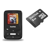 SanDisk 8 GB Sansa Clip Zip MP3 Player BLACK with 8GB microSDHC Card (Total of 16GB Storage)