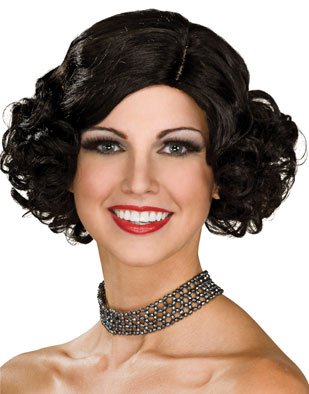Black Flapper Girl Adult Wig