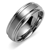 Double Grooved 8mm Comfort Fit Mens Tungsten Carbide Wedding Band Ring Size 12