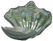 Large Glass Black Pearl Clam Shell Bowl 12" x 15"