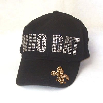 Whodat Rhinestones Who Dat Black Baseball Hat Cap Visor