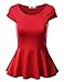 J.TOMSON Women's Short Sleeve And Sleeveless Fitted Peplum Top
