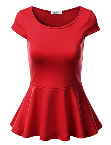 J.TOMSON Women's Short Sleeve And Sleeveless Fitted Peplum Top