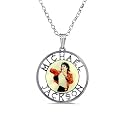 Sterling Silver Round Michael Jackson Name and Picture Pendant with 'Never Can Say Goodbye' Engraved Back on 20" Belcher Chain