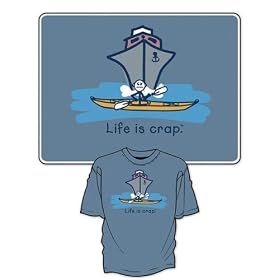 Ocean Kayak T-Shirt by ” Life Is Crap ” 100% Cotton Short Sleeve Adult Shirt for a Cruise Vacation