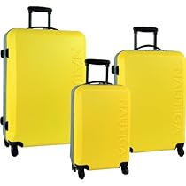 Nautica Luggage Ahoy 3 Piece Hardside Spinner Outer Shell Set, Yellow/Silver, One Size
