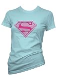 SUPERMAN - T-Shirt femmes et dames - Taille XXL - Couleur Bleu (ciel bleu)
