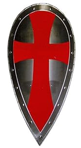Armor Venue - Crusader Knight Red Cross Shield - Metallic - One Size