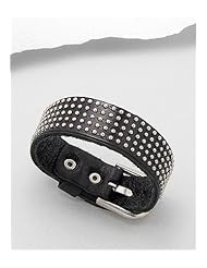 Black Leather Bracelet In White Base