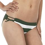 Xhilaration Stripe Swim Bottoms - Olive/ White