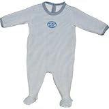 Petit Bateau - 65867 - Pyjama B&eacute;b&eacute; Mixte en Velours &agrave; Fines Rayures - Bleu Ciel / Blanc - 1 mois