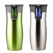 Contigo Double Wall Vacuum Insulated Travel Mugs in Silver and Green - 2 Pack