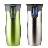 Contigo Double Wall Vacuum Insulated Travel Mugs in Silver and Green -