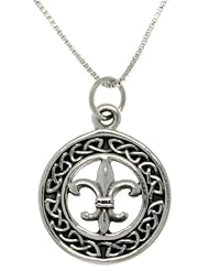 Sterling Silver Celtic Fleur de Lis Necklace