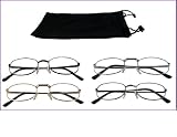 Reading Glasses-Lot Of 4-Metal Frame-FREE Case+2.50
