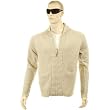 Thug or Angel Men's Jet Black collection, beige zip-up, showl collar knitted cardigan. JBLK3906