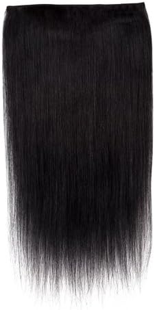 24"/60cm Straight Remy Human Virgin Hair Extensions in One Piece with 5 Clips in Color #1j (Jet Black)