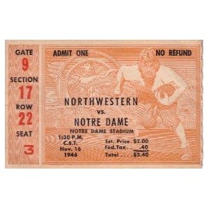 Buy 1946 Notre Dame (National Champions) vs Northwestern ticket stub