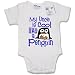 Dirty Fingers - My Uncle is COOL like a Penguin - Baby & Toddler Short Sleeve Bodysuit / BabyGrow, 0-3 months, White
