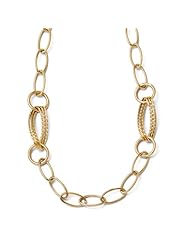 14k Yellow gold Leslies Polished & Textured Link Necklace