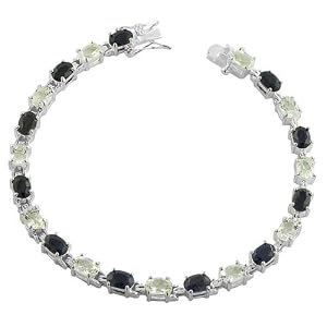 8 Ct Black Onyx 925, Cz Sterling Silver 7.25 Inch Tennis Bracelet by Kooljewelry