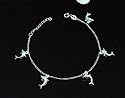 .925 STERLING SILVER DOLPHINS CHARM BRACELET 6.5-7.5"