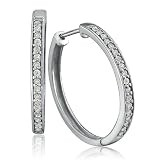 1 4ct tw Diamond Hoop Earrings in Sterling SIlver 3 4