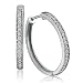 1/4ct tw Diamond Hoop Earrings in Sterling SIlver 3/4"