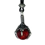 Gothic Claw Pendant with Red Glass Sphere Eagle or Dragon Talons Jewelry