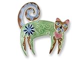 Clearly Charming Flowered Feline Silver & Enamel Pin