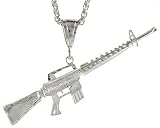Sterling Silver M-16 Rifle Pendant, 7/8 (22 mm) tall