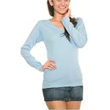 American Apparel Womens Baby Rib Long Sleeve V-Neck T-shirt