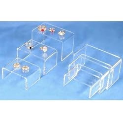6 Clear Acrylic Jewelry Display Risers Showcase Fixtures