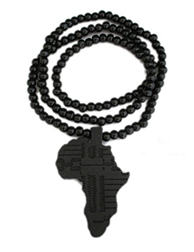 Hip Mall Wooden Punk Pendants Rosary Bead Afrika African Map Necklaces