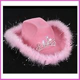 Felt Pink Feather Blinking Rhinestone Cowboy Hat