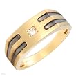 Gentlemens Ring With Genuine Princess Cut Clean Diamond Beautifully Crafted in Black Enamel and 14K Yellow Gold. Total item weight 5.6g (Size 10.5)