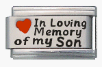 Clearly Charming In Loving Memory of My Son Enamel Red Heart Laser Italian Charm