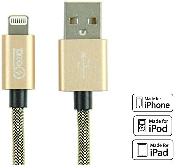 Pro-Ohm SureLinkTM Tangle-Free 6ft Lightning to USB Cable (Apple MFi Certified) ... (Gold)