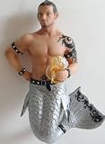 December Diamonds "Tattoo" Shirtless Hot Merman Drinking as Beer with Beard, & Mustache Ornament. Tattoo has Short Black Hair,Detailed Chest & Arm Tattoo, Silver Glittered Tail with Black Tattoo, Rhinestone Belt,Biceps & Wrist "Leather" Rhinestone Bands & Sexy Hard Muscular Body.... 6 pack Abs,,Huge Pecs & Biceps.....7 inches long-Tattoo is a Handpainted & Gift Boxed Limited Edition. Lots of Super Hot Bling!!!!!Tattoo is a Hot Man who wants You!!!