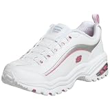 Skechers Womens Glam-Alert Sneaker,White/Pink,6.5 M US
