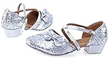 Nuoya005 MB203 Women Girl's Ballroom Latin Tango Dance sequined Shoes heeled Salsa Sizes EU 36 (US 6) Silver