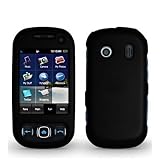 Black Rubber Feel Snap-On Cover Hard Case Cell Phone Protector for Samsung Seek M350