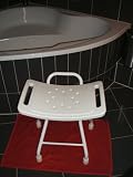 Duschhocker,Hocker, Badestuhl, fuer Badewanne und Dusche Wannenhocker, Hoehe:50, Laenge:49, Breite:39 cm. klappbar, weiss