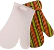 Trudeau Silicone Oven Mitt with fabric lining striped safe to 480 degrees F or 250 degrees C