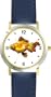 Goldfish Animal - WATCHBUDDY� DELUXE TWO-TONE THEME WATCH - Arabic Numbers - Blue Leather Strap-Size-Women's Size-Small