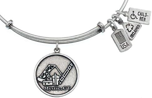 Silver Wind and & Fire Mystic Drawbridge CT Stackable Adjustable Expandable Bangle Charm Bracelet