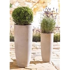 �bertopf Fiberglas, sand, hoch, 2er Set