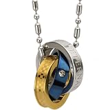 Eternal Love Stainless Steel Interlocking Triple Rings Blue Pendant Necklace